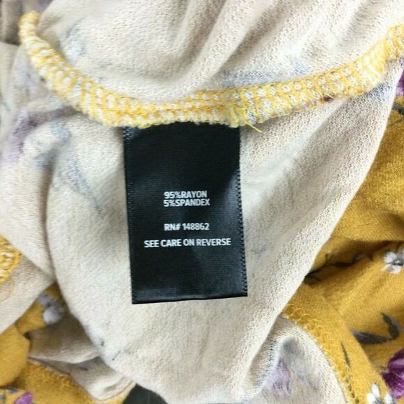 Torrid Yellow Floral Print Flowy Tie Front 3/4 Sleeve Blouse Top Womens Size 3 - Picture 6 of 6
